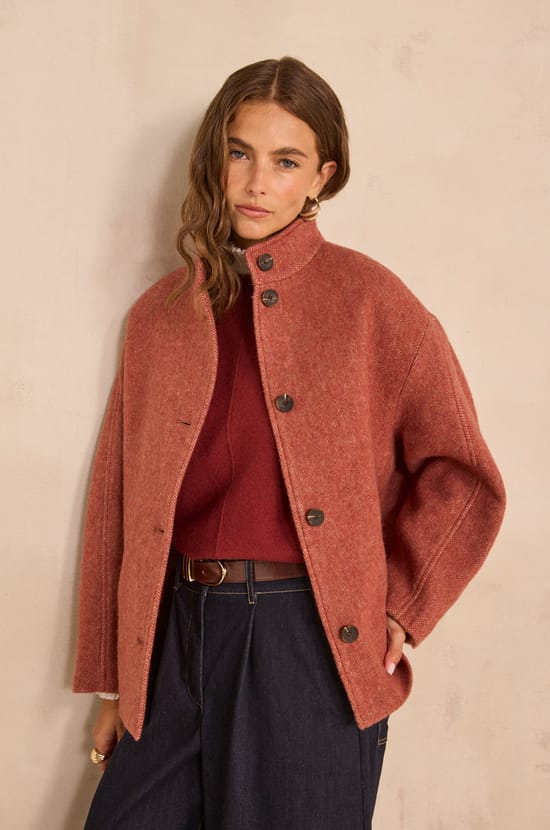 Long sleeve wool blend coat DUSTIN;${refinementColor}