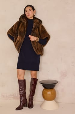 DAYANA fluffy cape coat;${refinementColor}