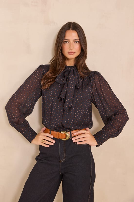 SPIRIT long-sleeved polka dot blouse;${refinementColor}