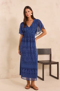 Flowy printed dress in BLUEBELL;${refinementColor}