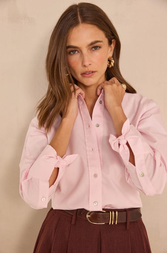 MARIA long-sleeve cotton shirt;${refinementColor}