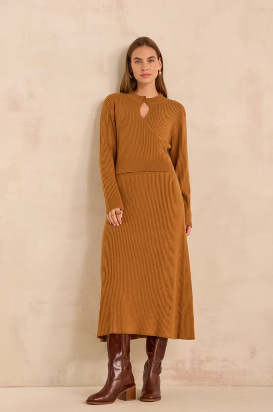 Slim fit mixed wool knit dress PAMELA;${refinementColor}