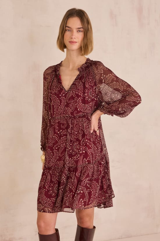 Short dress with arabesque pattern BROOKY;${refinementColor}