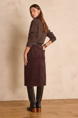 CLEO corduroy straight skirt;${refinementColor}