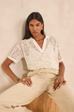 Short-sleeve lace T-shirt LOU;${refinementColor}