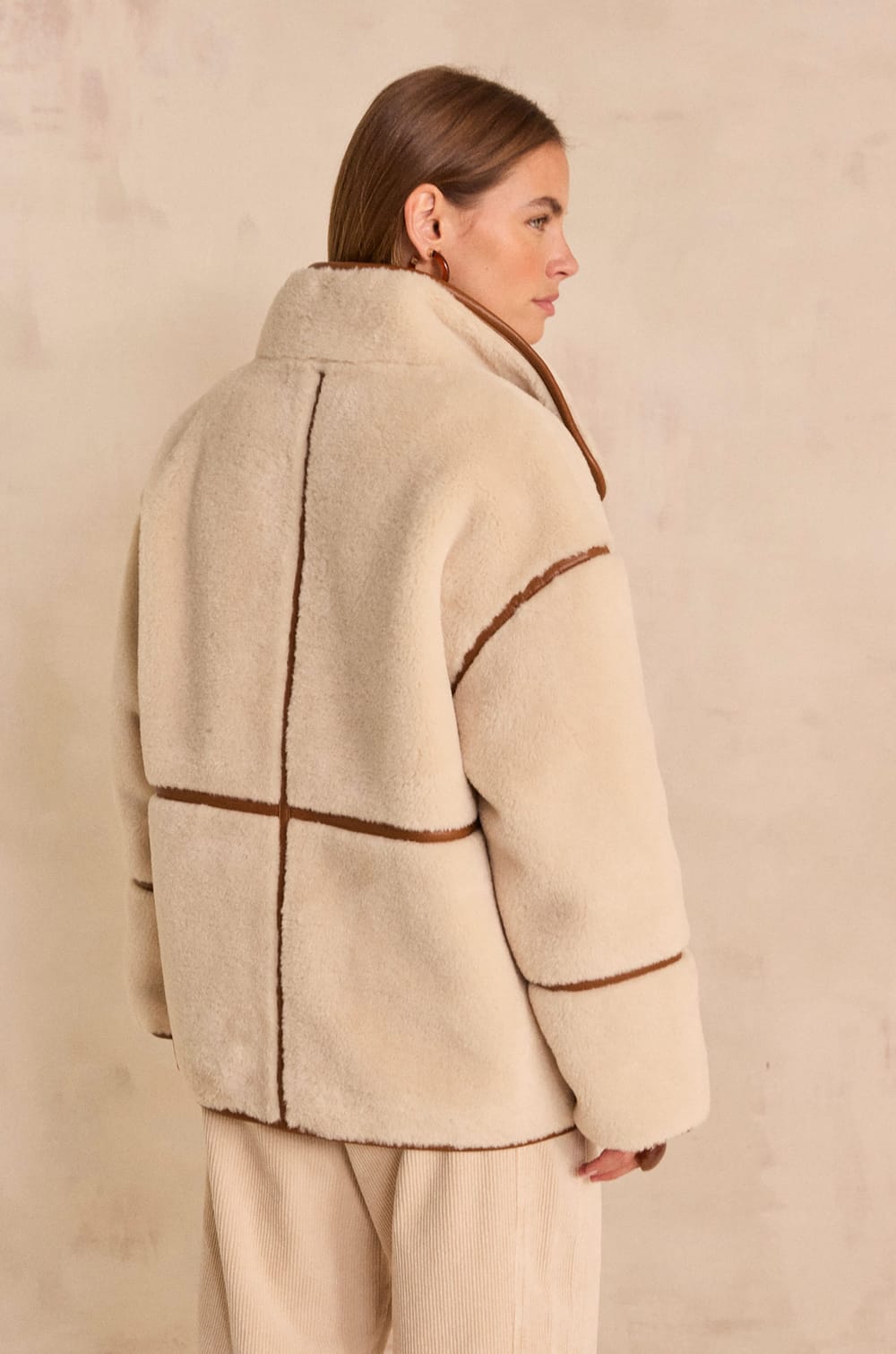 Camelia shearling-look jacket;${refinementColor}