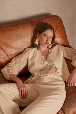 PRUNE Striped Cotton Blouse;${refinementColor}