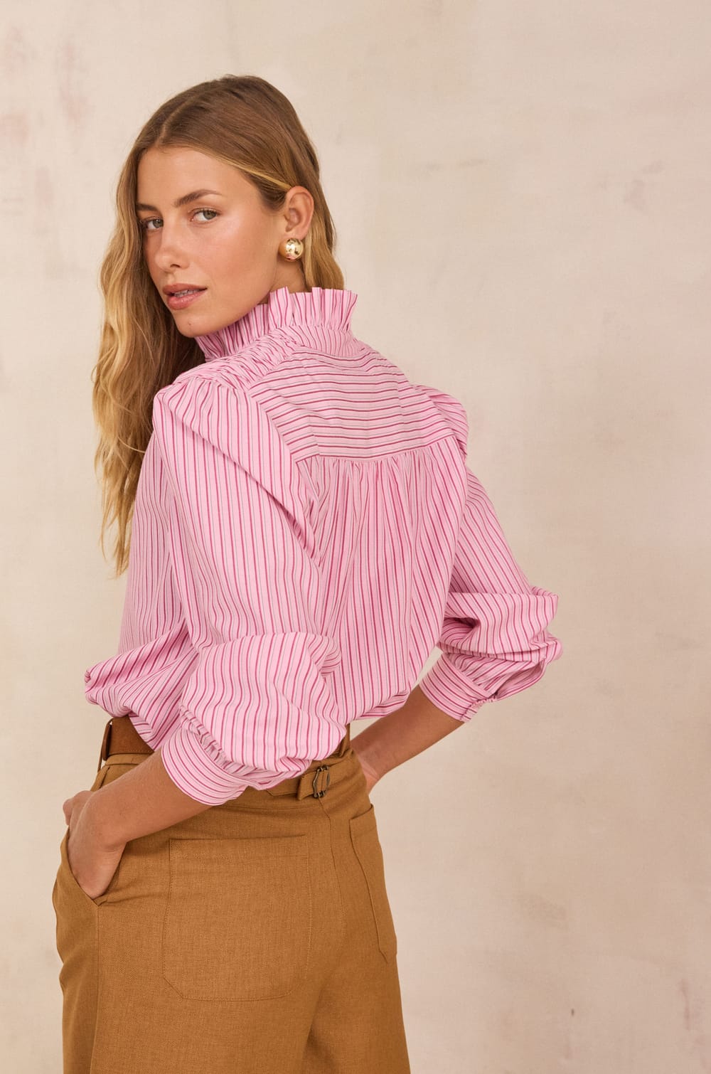 100% cotton striped SIA blouse;${refinementColor}