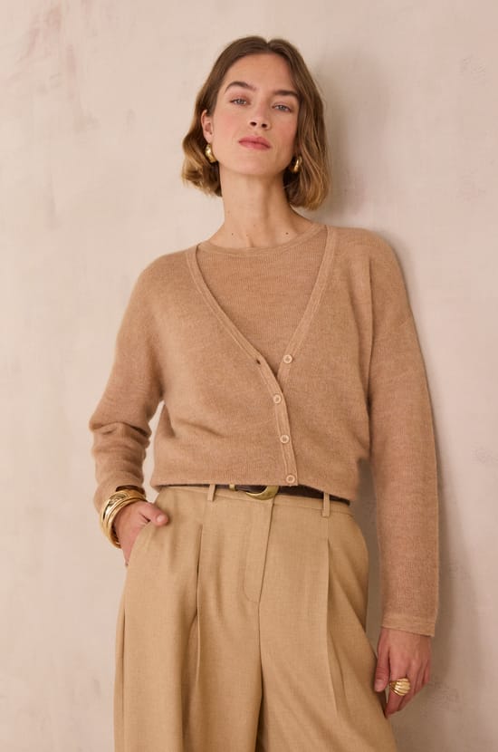 Mohair and wool cardigan PAOLO;${refinementColor}