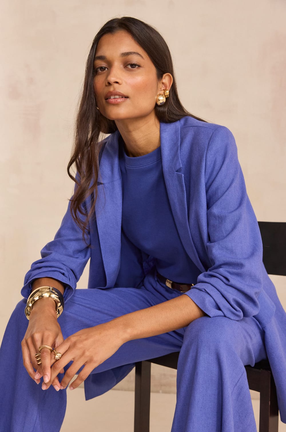 NELIA linen blend tailored jacket;${refinementColor}