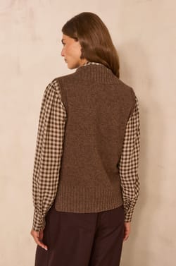 Pull sans manches col V en laine et yack m&eacute;lang&eacute;s ALEX;${refinementColor}