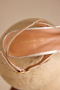 Iridescent heeled sandals in 100% leather SUNNY;${refinementColor}