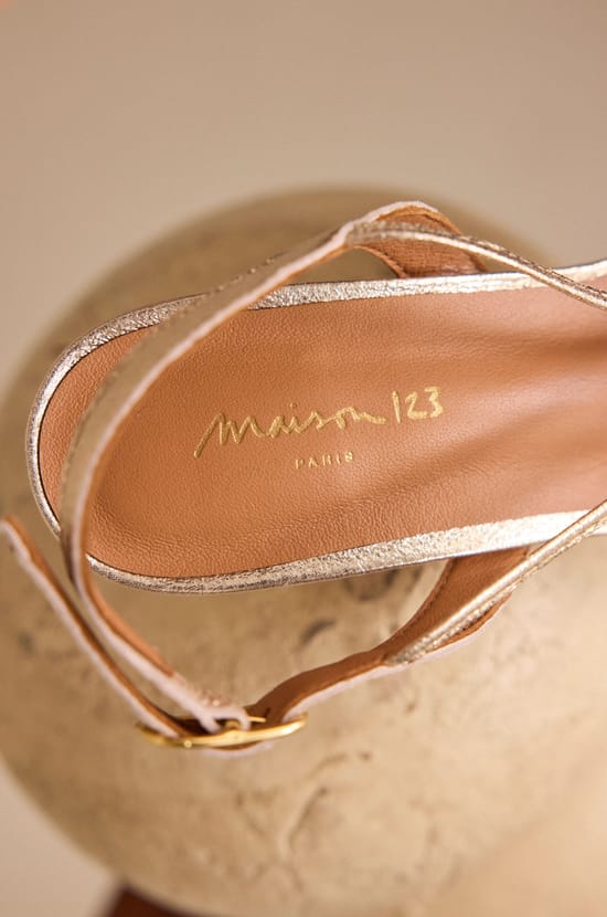 Iridescent heeled sandals in 100% leather SUNNY;${refinementColor}