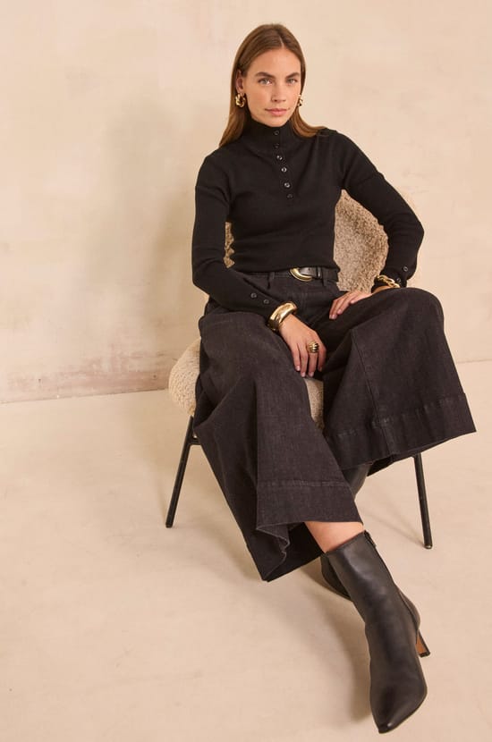 ASHLEY long sleeve blended wool sweater;${refinementColor}