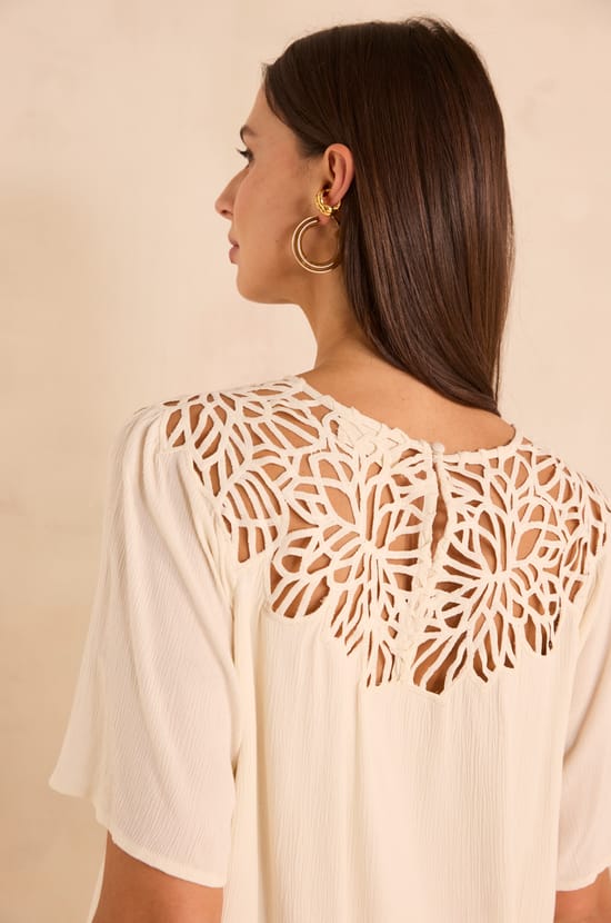 Short sleeve lace blouse MELISSA;${refinementColor}