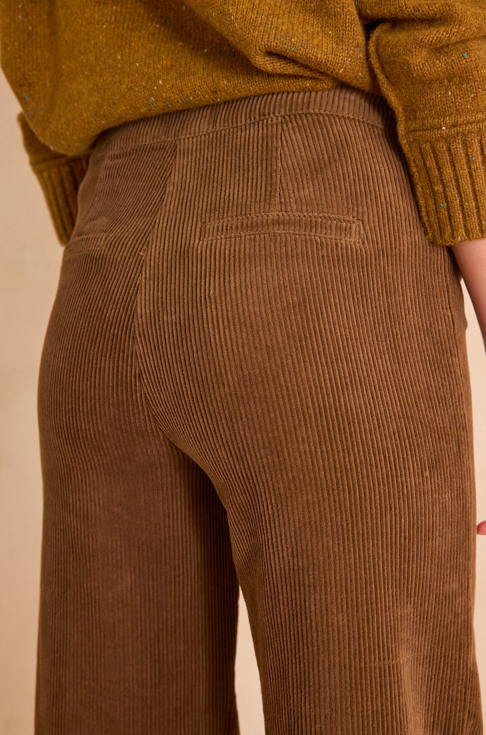 Pantalon Palazzo Femme En Velours Côtelé - Taille Haute, Coupe Droite, Extensible, Pour Automne/hiver