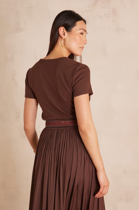 T-shirt col V en coton ADAM;${refinementColor}