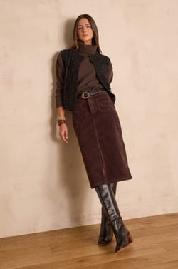 CLEO corduroy straight skirt;${refinementColor}