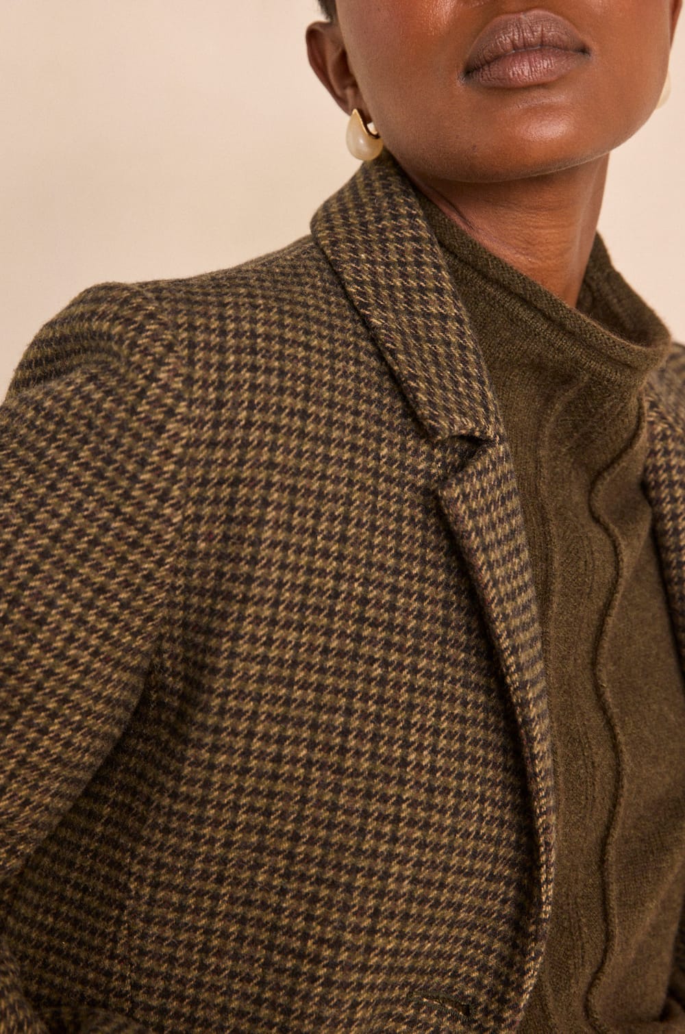 Checkered coat prince of wales pattern ANABELLE;${refinementColor}