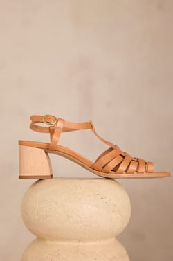 SULLY 100% leather heeled sandals;${refinementColor}