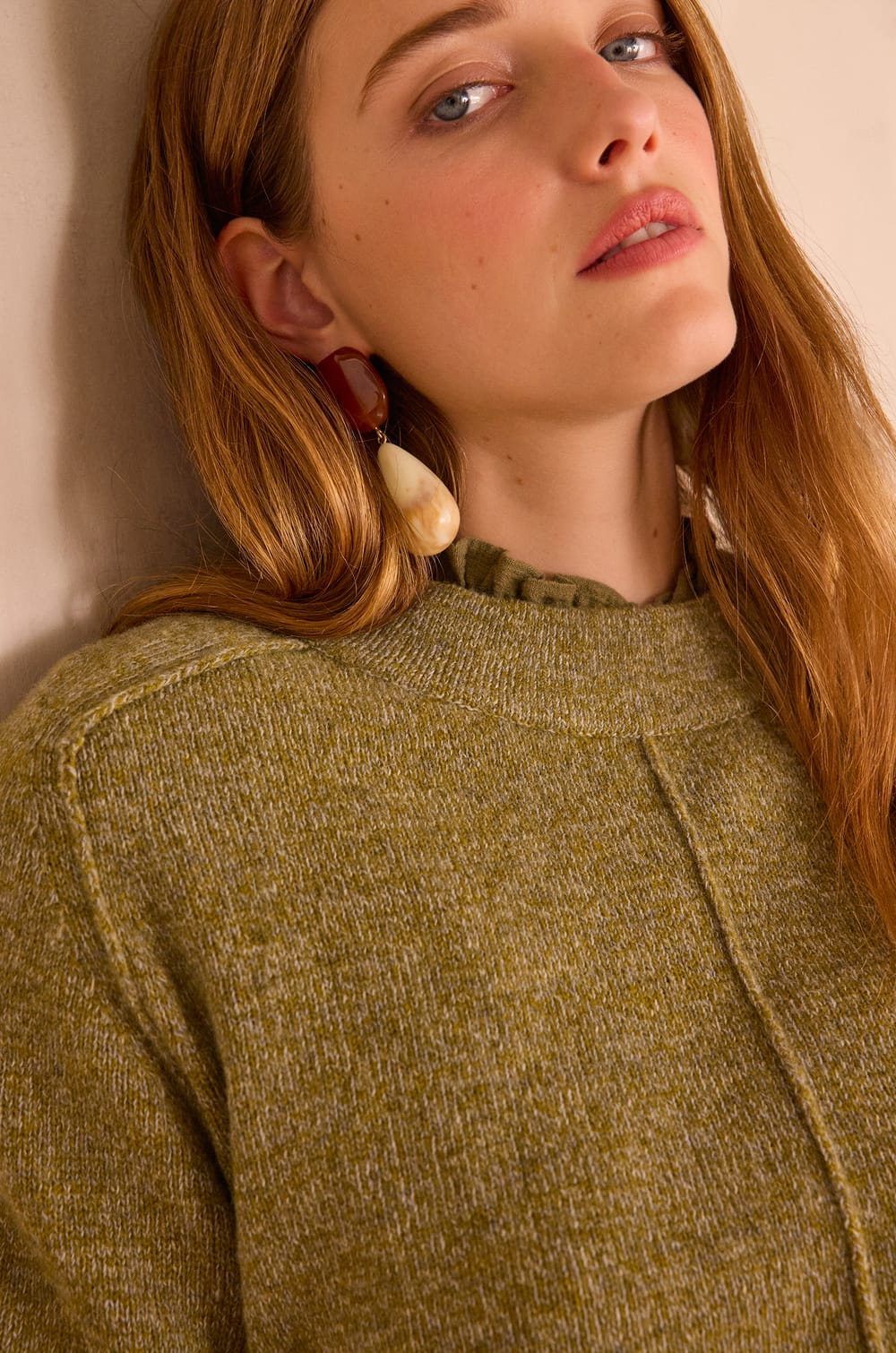 CLINTON mottled jumper in 100% wool;${refinementColor}