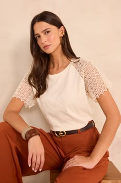 Embroidered short-sleeve cotton T-shirt TRACY;${refinementColor}