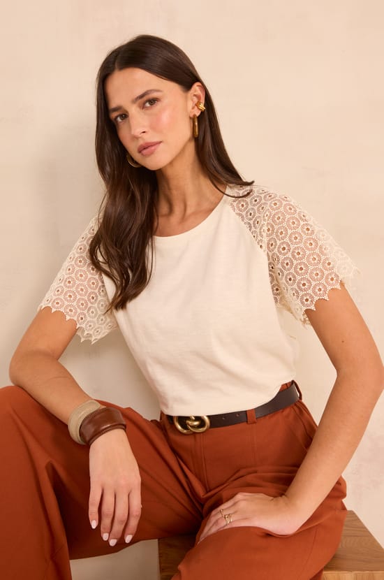 Embroidered short-sleeve cotton T-shirt TRACY;${refinementColor}