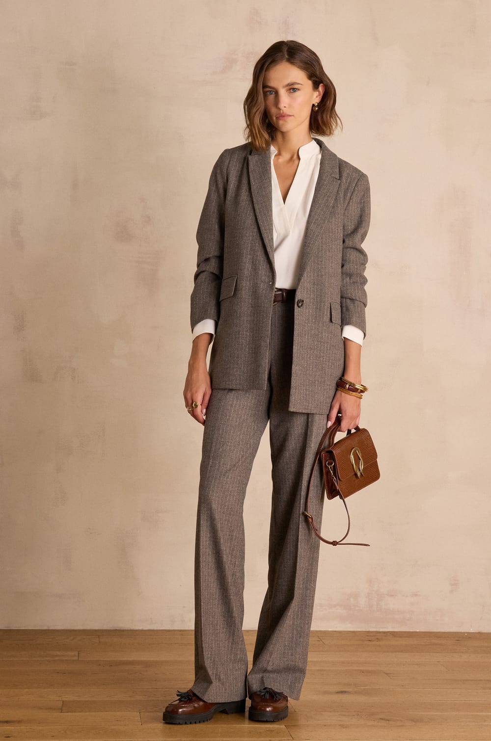FERGUSON wool striped trousers;${refinementColor}