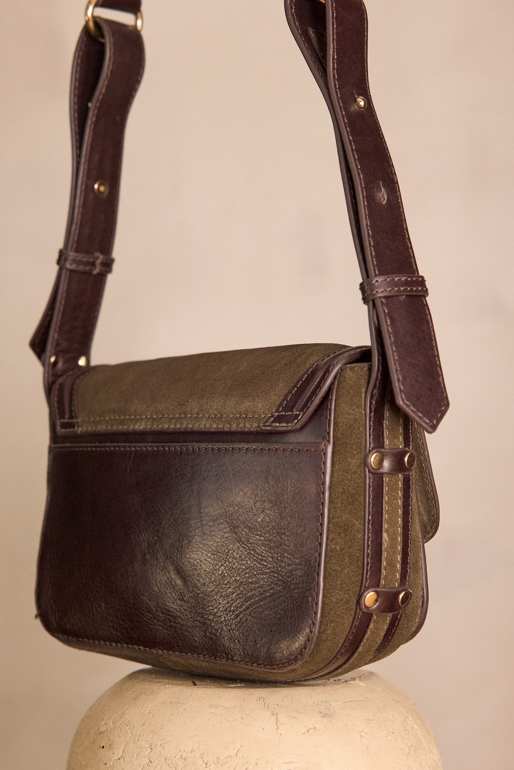 LEONARD MINI leather bag woman | KHAKI | Maison 123