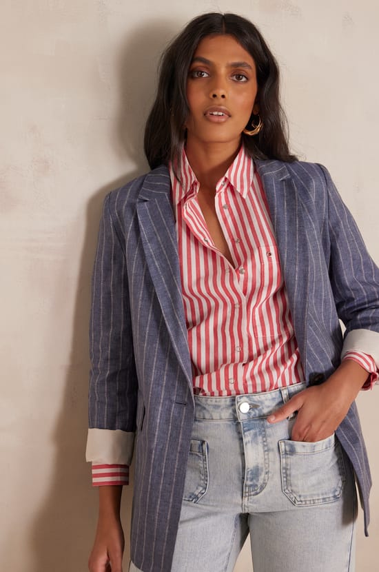 Chaqueta NELIA de lino;${refinementColor}