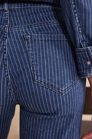 Rosie Cropped Striped Cotton Straight Pants;${refinementColor}