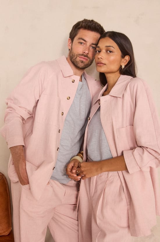 Unisex long-sleeve linen blend overshirt BOISE;${refinementColor}