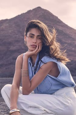 Sleeveless denim cotton blouse MACAO;${refinementColor}