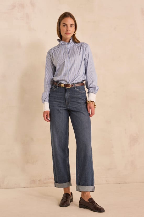 AGATHE cotton wide pants;${refinementColor}