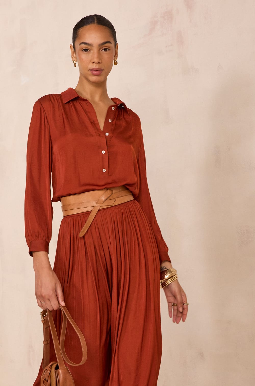 3/4 Sleeve Blouse BABYLON;${refinementColor}