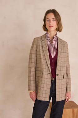 NELIA Prince of Wales check suit jacket;${refinementColor}