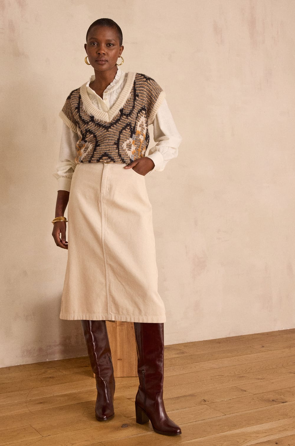 KAYNE corduroy skirt;${refinementColor}