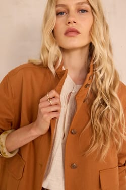 Long sleeve mixed linen jacket BLONDIE;${refinementColor}
