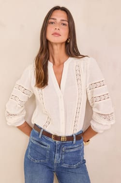 Blouse with floral embroidery in 100% cotton DENIA;${refinementColor}