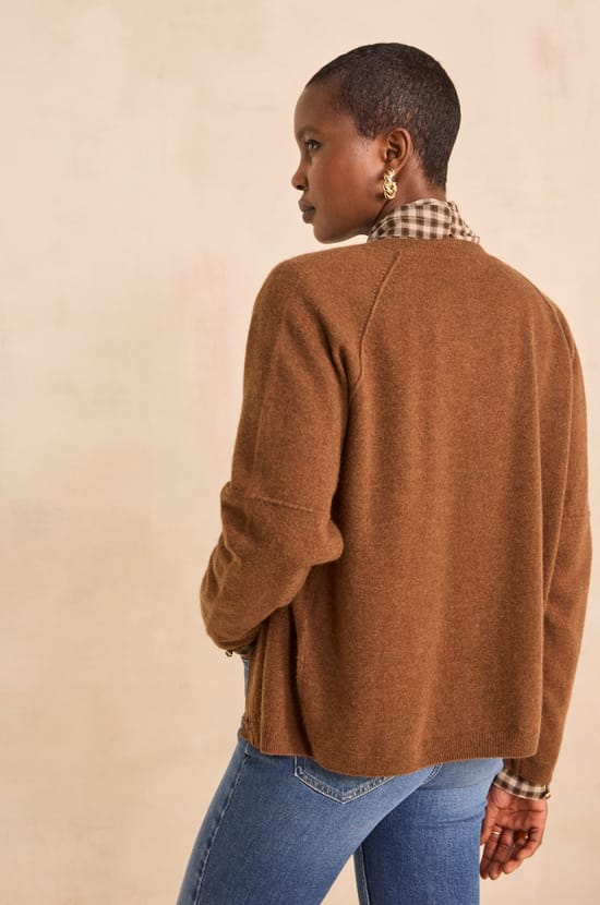 Brown long-sleeved cashmere sweater BILLY;${refinementColor}