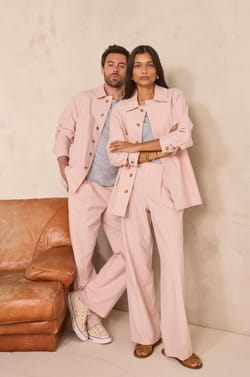 Unisex wide trousers in blended linen POIVRE;${refinementColor}