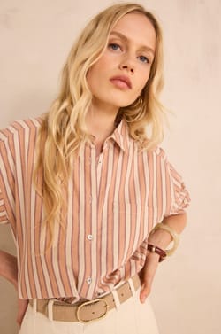 MARILOU striped long-sleeve cotton shirt;${refinementColor}