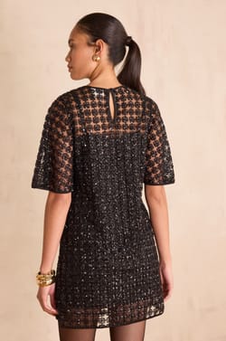 Robe trap&egrave;ze &agrave; manches courtes ROSELLA;${refinementColor}