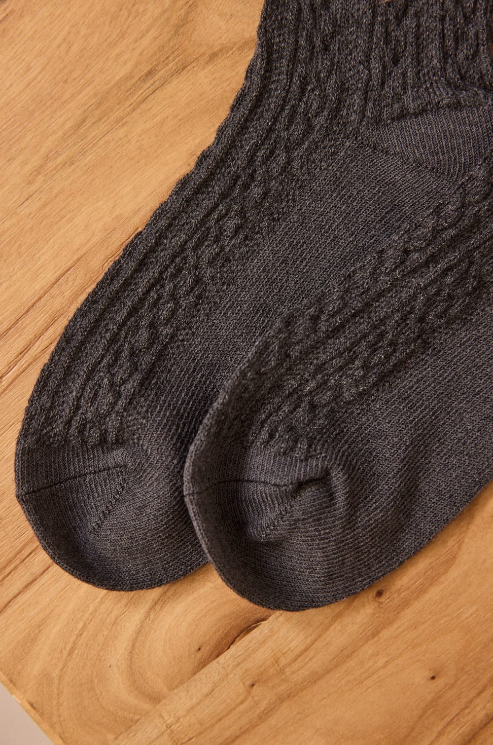 Charcoal gray mixed wool knit socks FANNY;${refinementColor}