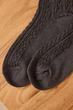 Charcoal gray mixed wool knit socks FANNY;${refinementColor}