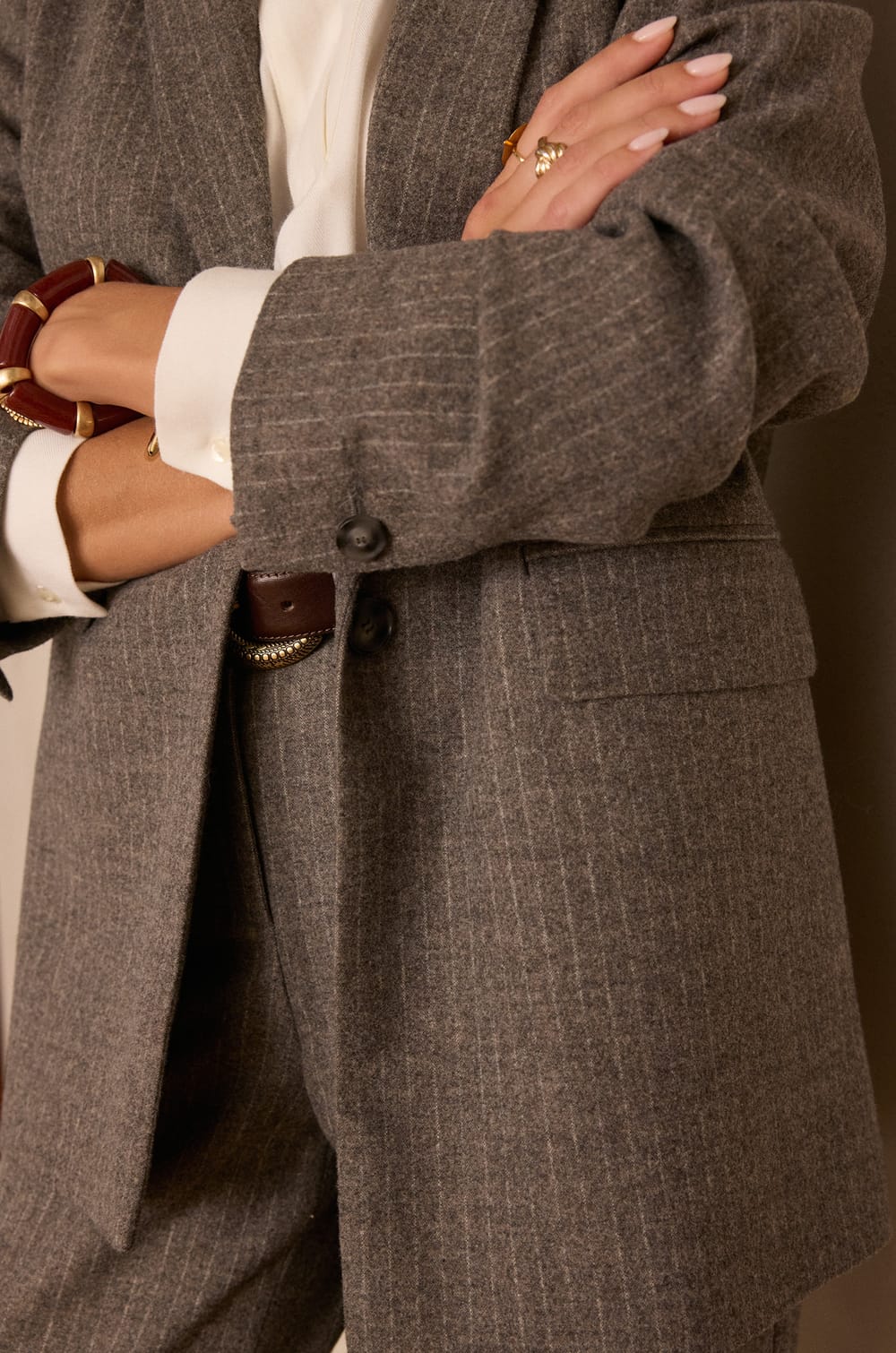 NELIA striped wool jacket;${refinementColor}