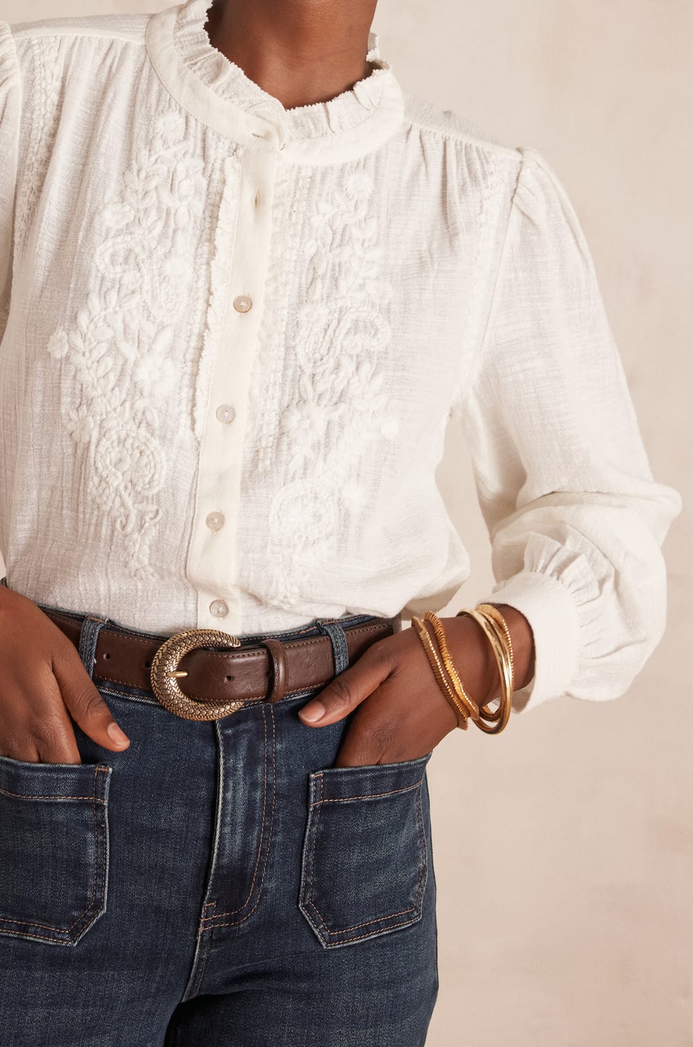 BROOKE embroidered cotton blouse;${refinementColor}