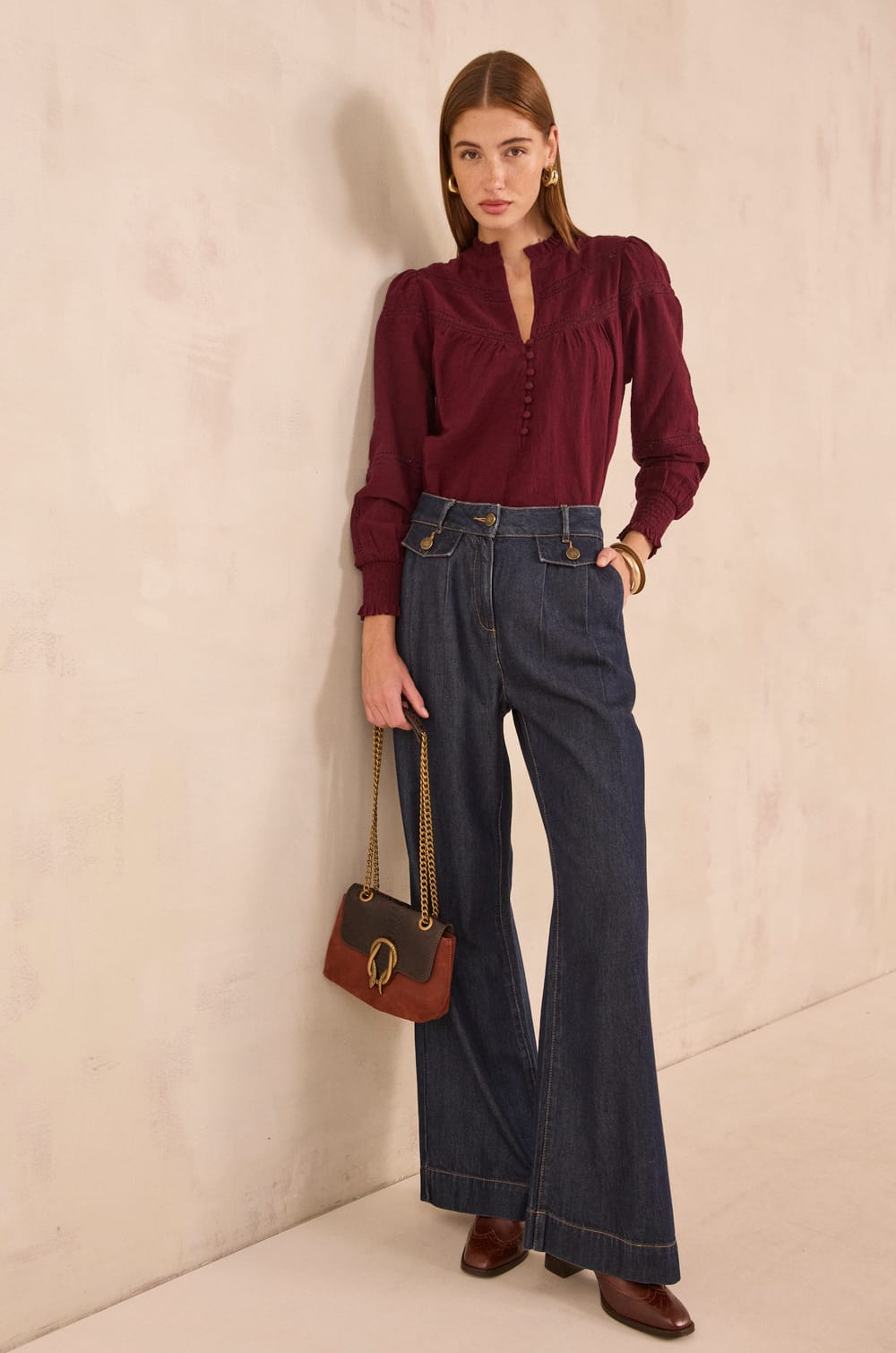 Embroidered cotton blouse MAGNOLIA;${refinementColor}