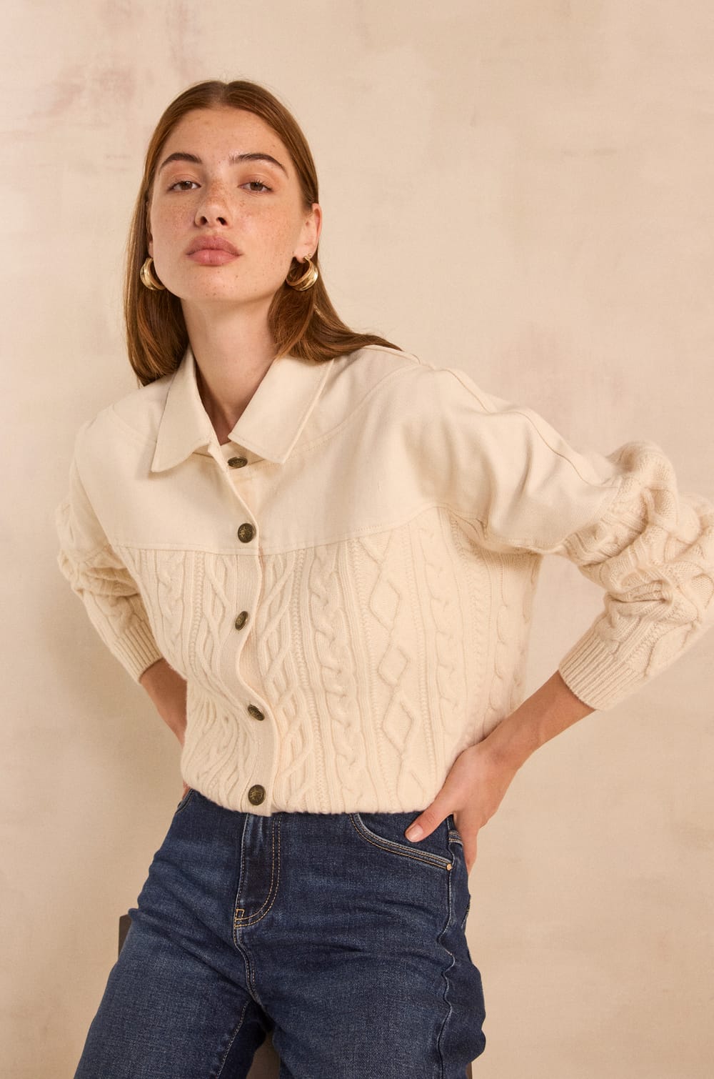 ALABAMA long-sleeve wool and cotton sweater;${refinementColor}
