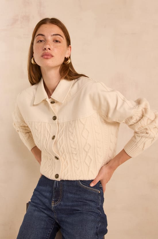 ALABAMA long-sleeve wool and cotton sweater;${refinementColor}